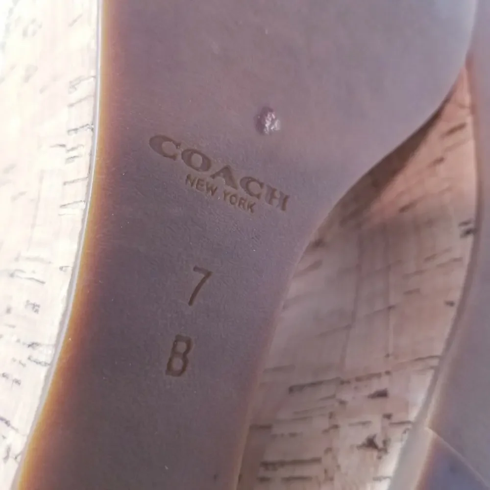 Coach Ivory Metallic Cork Wedge Sandals - Picture 4 of 13